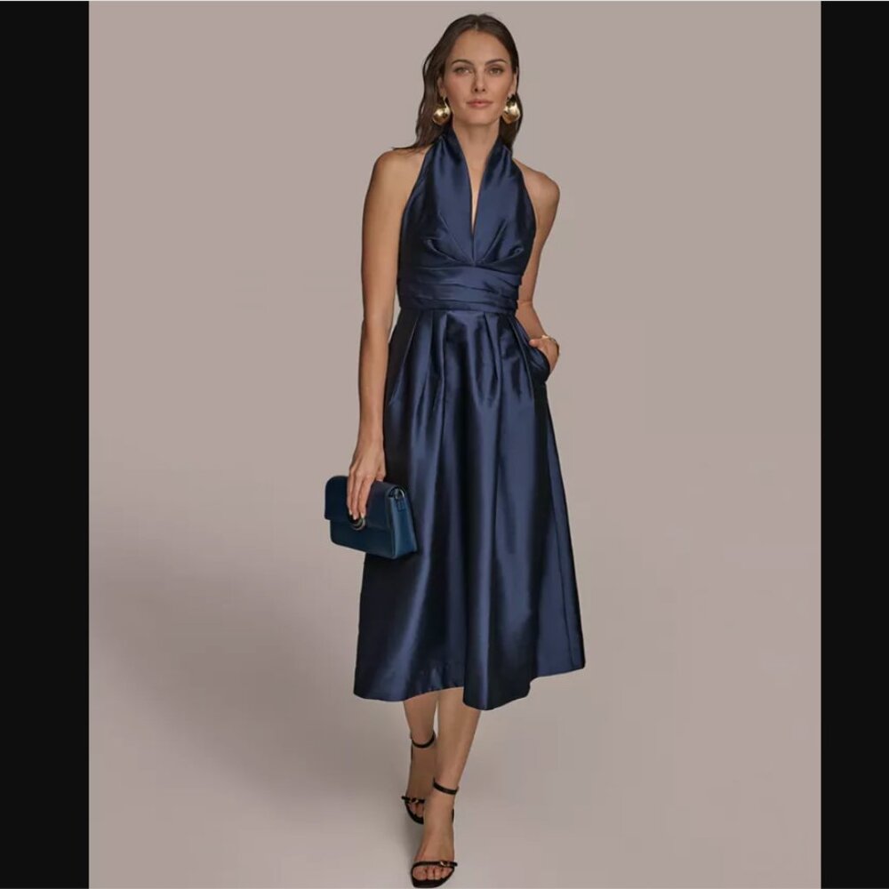 Donna Karan Navy Blue Midi Dress